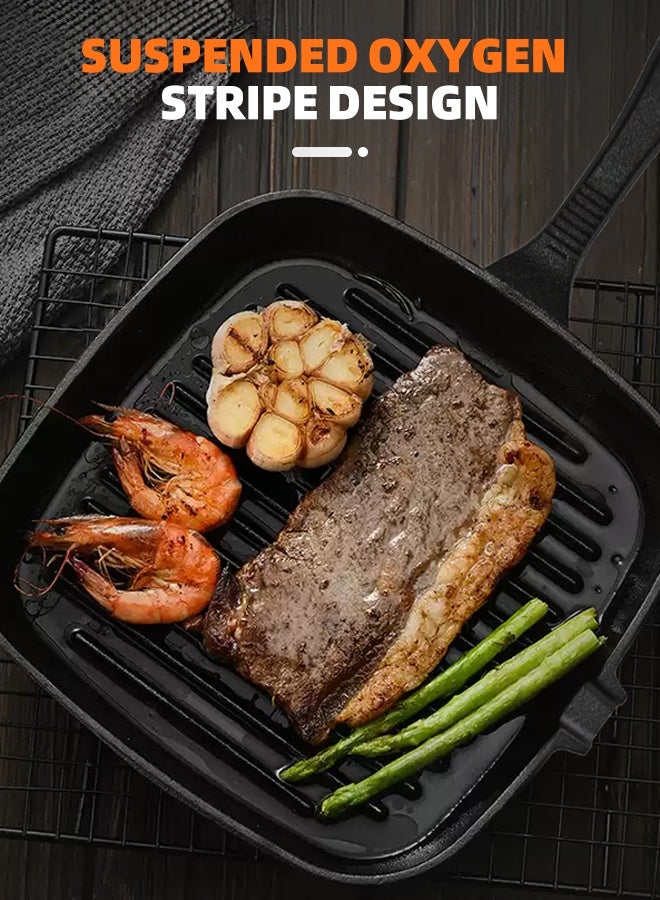 VINNYSEN طقم مقلاة من الحديد الزهر شديد التحمل - مقالي شواء متعددة الأحجام للاستخدام على الموقد، آمنة للاستخدام في الفرن ومتوافقة مع المواقد الحثية - أدوات طهي متينة للتخييم في الهواء الطلق لتحضير شرائح اللحم وغيرها - Image 2